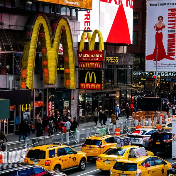 Nueva York Manhattan Street Panorama Con Taxis Amarillos Nueva York — Foto de Stock