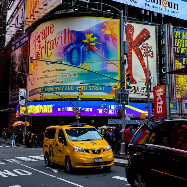 Nueva York Manhattan Street Panorama Con Taxis Amarillos Nueva York —  Fotos de Stock