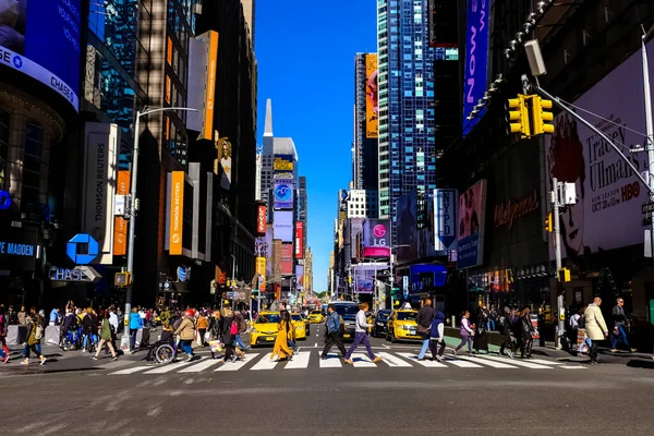Nova Iorque Panorama Rua Manhattan Com Táxis Amarelos Cidade Nova — Fotografia de Stock