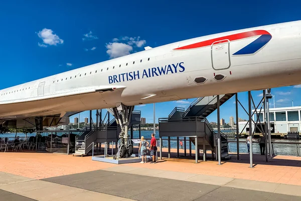 Registro British Airways Concorde Boad Exhibición Museo Intrepid Sea Air — Foto de Stock