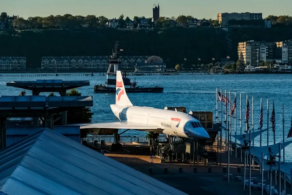 British Airways Concorde Registration Boad Display Intrepid Sea Air Space — 스톡 사진