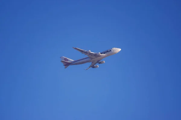 Cargolux Boeing 747 Злітає Міжнародного Аеропорту Імені Джона Кеннеді — стокове фото