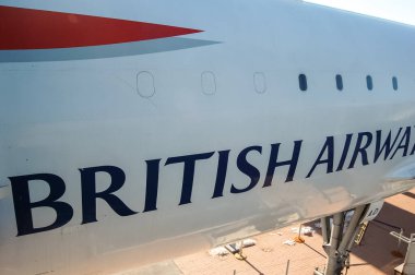 British Airways Concorde süpersonik yolcu jeti New York 'taki Intrepid Sea, Air and Space Museum' da sergileniyor.. 