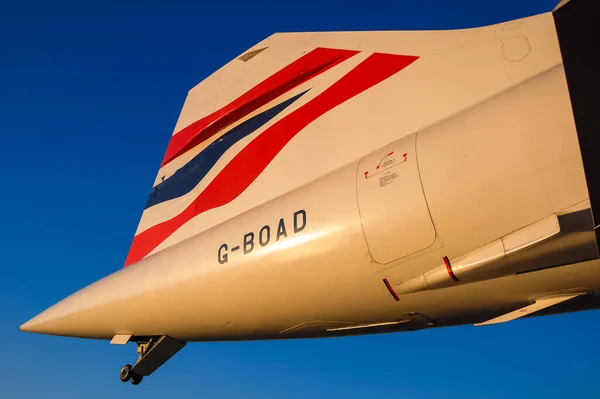 British Airways Concorde Avión Pasajeros Supersónico Exhibición Intrepid Sea Air — Foto de Stock