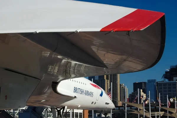 British Airways Concorde Nadzvukový Osobní Tryskáč Vystavený Intrepid Sea Air — Stock fotografie