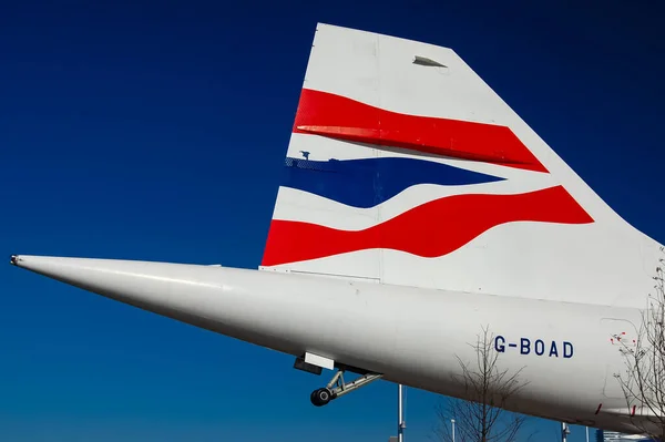 British Airways Concorde Avión Pasajeros Supersónico Exhibición Intrepid Sea Air — Foto de Stock
