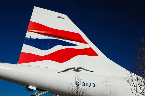 British Airways Concorde Avión Pasajeros Supersónico Exhibición Intrepid Sea Air — Foto de Stock