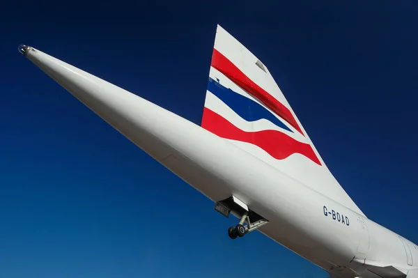British Airways Concorde Supersonische Passagiersvliegtuig Zien Het Intrepid Sea Air — Stockfoto