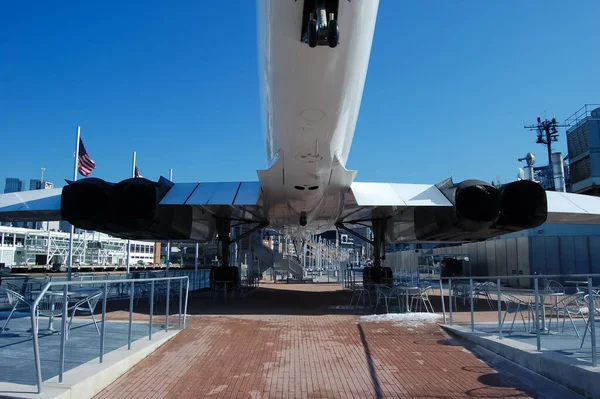 British Airways Concorde Avión Pasajeros Supersónico Exhibición Intrepid Sea Air — Foto de Stock