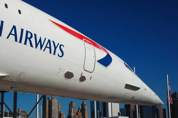 British Airways Concorde Avión Pasajeros Supersónico Exhibición Intrepid Sea Air — Foto de Stock