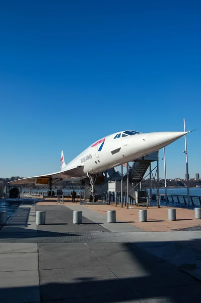 British Airways Concorde Pesawat Jet Supersonik Dipamerkan Intrepid Sea Air — Stok Foto