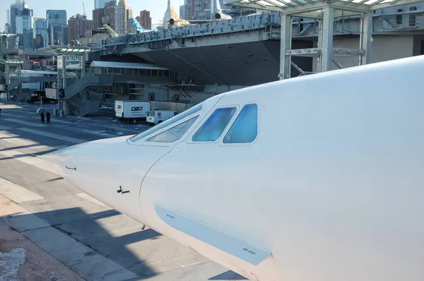 British Airways Concorde Avión Pasajeros Supersónico Exhibición Intrepid Sea Air — Foto de Stock