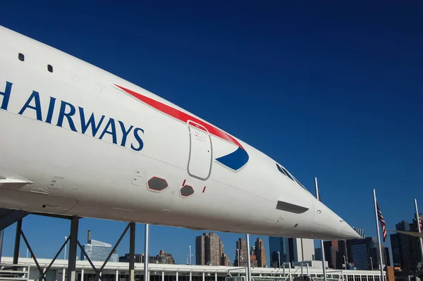 British Airways Concorde Avión Pasajeros Supersónico Exhibición Intrepid Sea Air — Foto de Stock