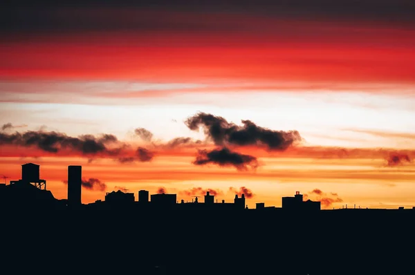 Lindas Nuvens Céu Amanhecer Sobre Brooklyn Nova York — Fotografia de Stock