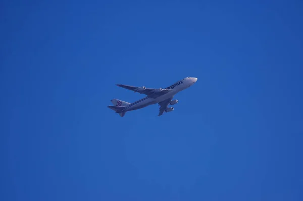 Cargolux Boeing 747 Злітає Міжнародного Аеропорту Імені Джона Кеннеді — стокове фото