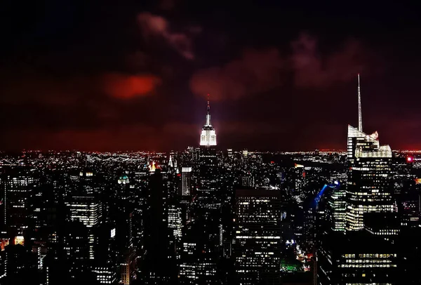 Manhattan Lucht Skyline Nachts Manhattan New York — Stockfoto