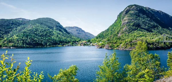 Tipico Paesaggio Rurale Norvegese Panorama Estivo Soleggiato Della Norvegia Europa — Foto Stock