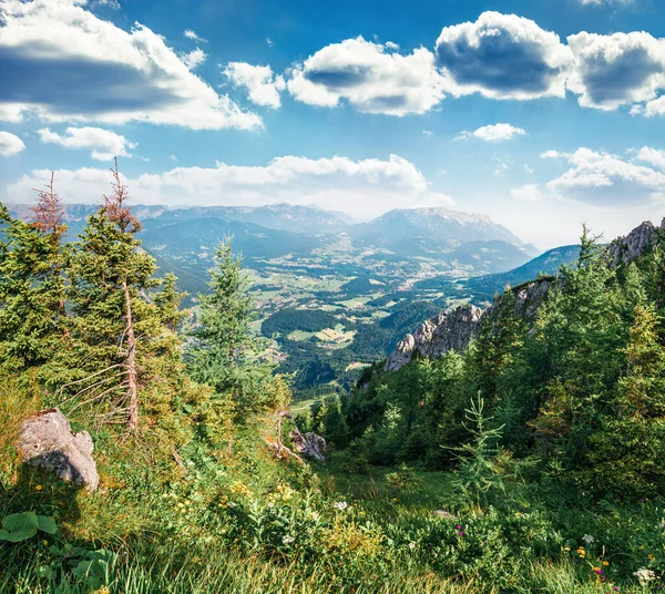 Maravillosa Vista Desde Parte Superior Del Teleférico Sobre Lago Konigsee —  Fotos de Stock