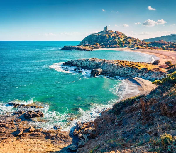 Úžasný Letní Pohled Oblíbenou Turistickou Destinaci Acropoli Bithia Věží Torre — Stock fotografie