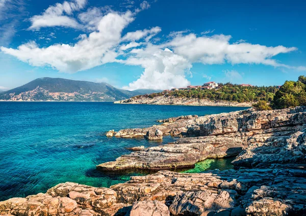 Impressive Summer View Kefalovia Island Greece Europe Sunny Day Emblisi — Stock Photo, Image