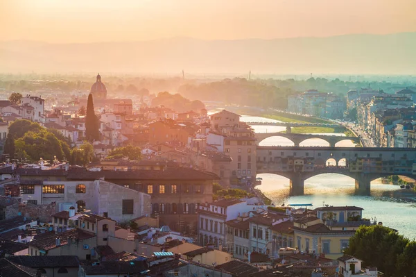 Кольоровий Вечірній Цитарний Пейзаж Флоренції Італії Європи Чудовий Середньовічний Арочний — стокове фото