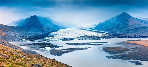 Derretimiento Del Hielo Del Glaciar Vatnajokull Escena Dramática Verano Del —  Fotos de Stock