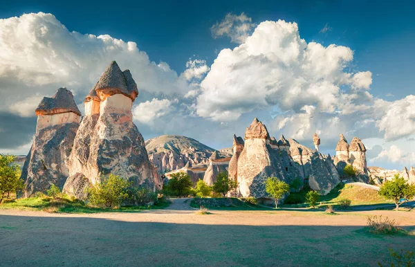 Impressive Fungous Forms Sandstone Canyon Cavusin Village Cappadocia Nevsehir Province — Stock Photo, Image