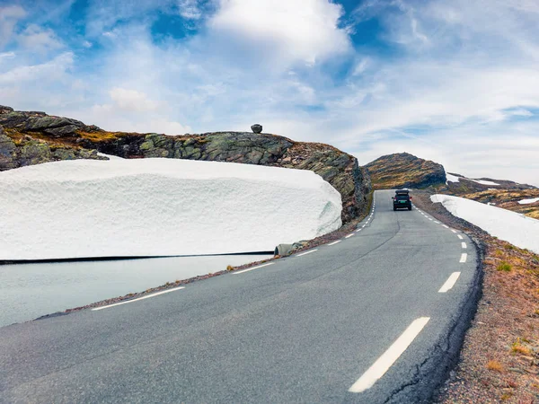 Vezetés Híres Aurlandsvegen Mountain Road Bjorgavegen Aurland Sogn Fjordane Megye — Stock Fotó