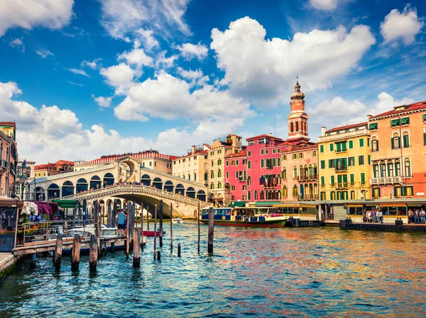 Impresionante Vista Del Famoso Canal Grande Colorida Escena Primavera Del — Foto de Stock