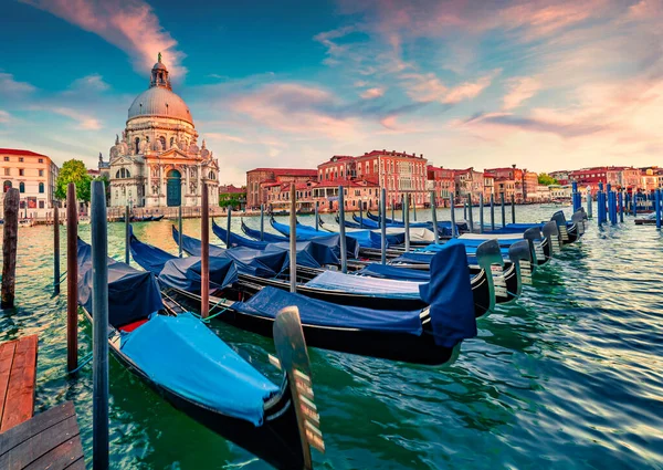 Impresionante Puesta Sol Verano Con Basílica Santa Maria Della Salute — Foto de Stock