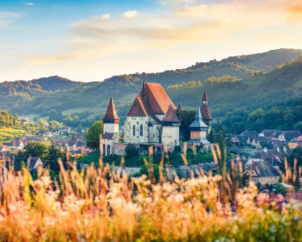Gorgeous Summer View Fortified Church Biertan Unesco World Heritage Sites — Stock Photo, Image