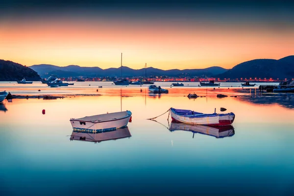 Herrliche Frühlingslandschaft Strand Von Nuevo Loca Ägäis Dramatische Abendaufnahme Der — Stockfoto