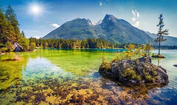 Schöner Sommermorgen Hintersee Bunte Outdoor Szene Den Österreichischen Alpen Bezirk — Stockfoto