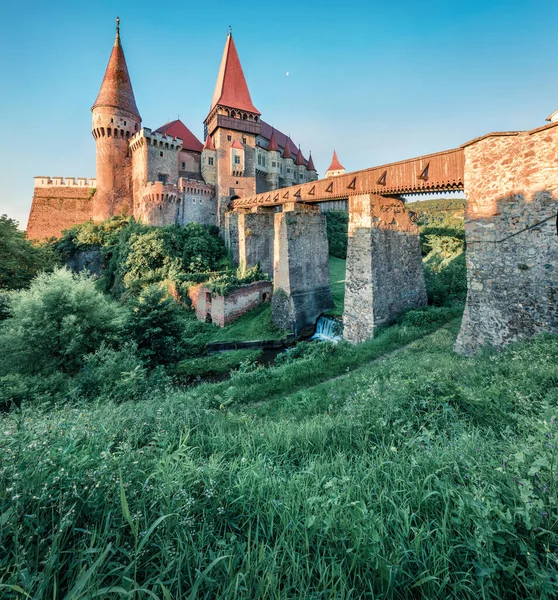 Hunyad Castle Corvins Castle 의멋진 루마니아 트란실바니아에 나라의 아름다운 루마니아의 — 스톡 사진