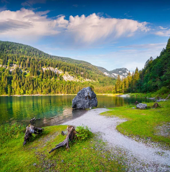 Beautiful Summer Evening Vorderer Gosausee Lake Colorful Outdoor Scene Austrian — Stock Photo, Image