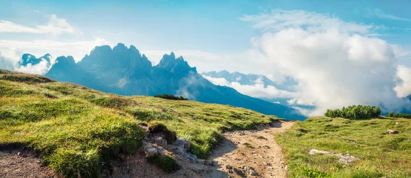 Napfényes Nyári Panoráma Forcella Della Neve Hegység Tre Cime Lavaredo — Stock Fotó