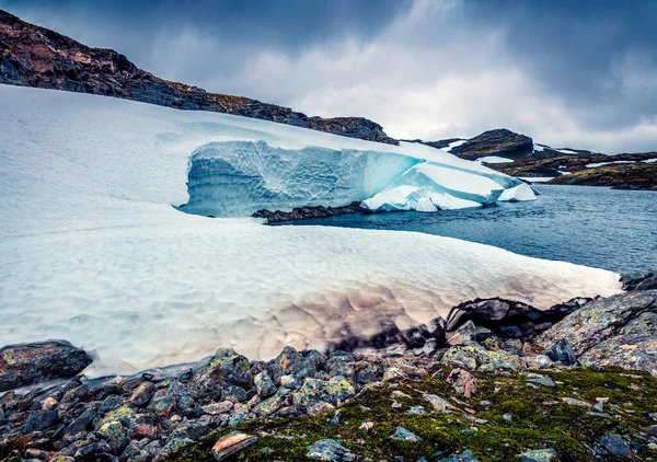 Situation Spectaculaire Nord Près Célèbre Route Aurlandsvegen Montagne Bjorgavegen Aurland — Photo