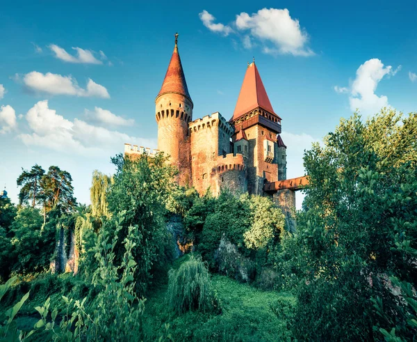 인상적 사진은 Hunyad Castle Corvins Castle 루마니아 트란실바니아에 나라의 아름다운 — 스톡 사진