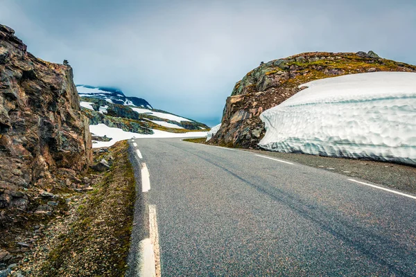 Utazás Híres Aurlandsvegen Mountain Road Bjorgavegen Aurland Sogn Fjordane Megye — Stock Fotó