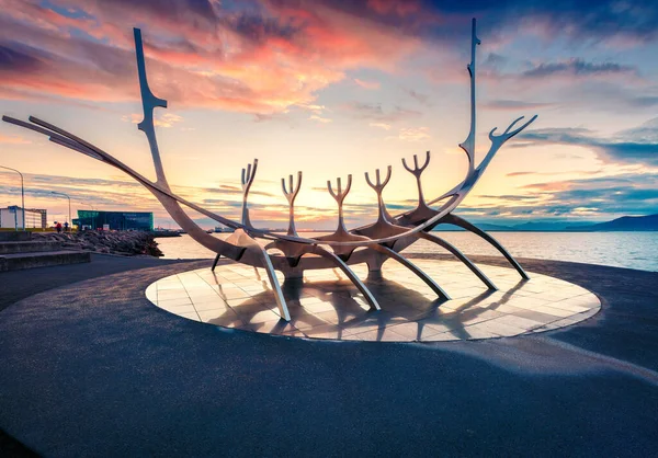 Reykjavik Island Juni 2019 Sun Voyager Monument Beliebtes Touristenziel Der — Stockfoto