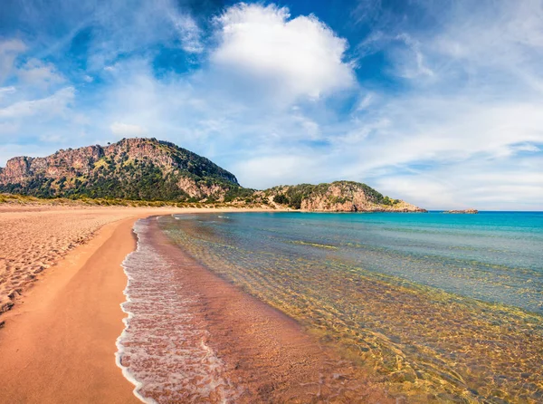 Colorata Vista Primaverile Sulla Spiaggia Voidokilia Grande Scena Mattutina Sul — Foto Stock