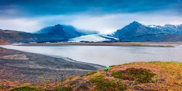 Roztapiający Się Lód Lodowca Vatnajokull Panoramiczny Letni Widok Park Narodowy — Zdjęcie stockowe