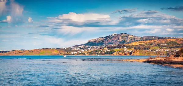 Panoramatický Letní Výhled Pláž Makauda Provincie Agrigento Jihozápadní Pobřeží Sicílie — Stock fotografie