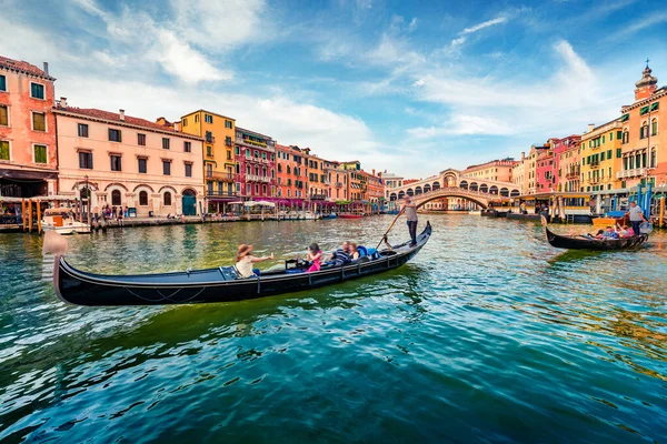 Romantic Summer Scene Famous Canal Grande Stunning Morning View Rialto — Stock Photo, Image