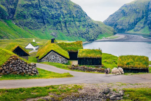 전형적 제도사서 시르카야 풍경이 펼쳐진다 Streymoy Island Kingdom Denmark Europe — 스톡 사진