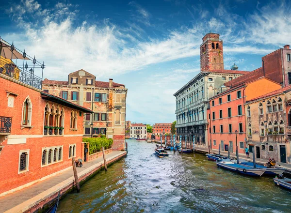 Attractive Summer Cityscape Vennice Famous Water Canal Colorful Houses Splendid — Stock Photo, Image