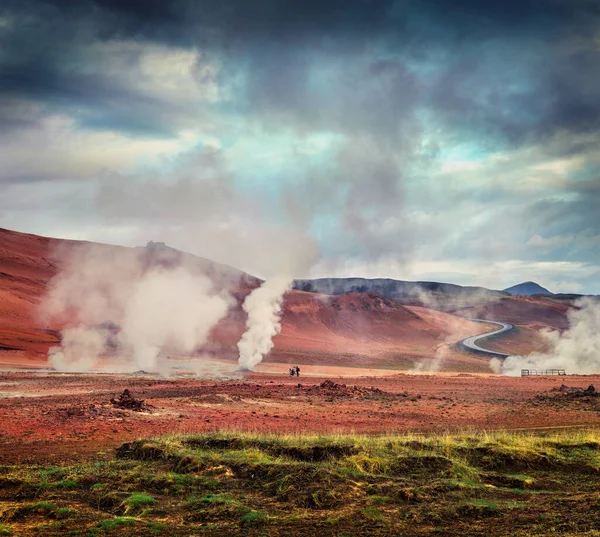 Stomen Fumarole Geothermische Vallei Hverarond Gelegen Nabij Reykjahlid Dorp Het — Stockfoto