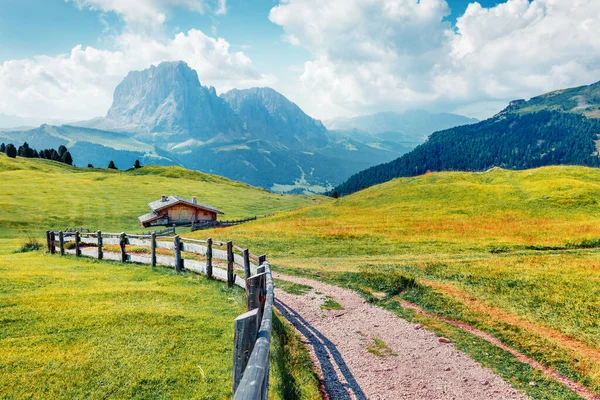 Fantastique Lever Soleil Été Dans Vallée Gardena Parc National Dolomites — Photo