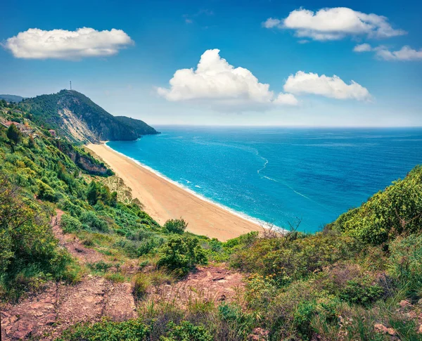 Vista Aerea Primaverile Milos Beach Splendido Paesaggio Marino Mattutino Del — Foto Stock