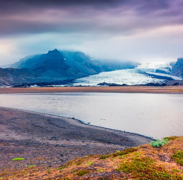 Scioglimento Del Ghiaccio Dal Ghiacciaio Vatnajokull Drammatica Scena Estiva Nel — Foto Stock